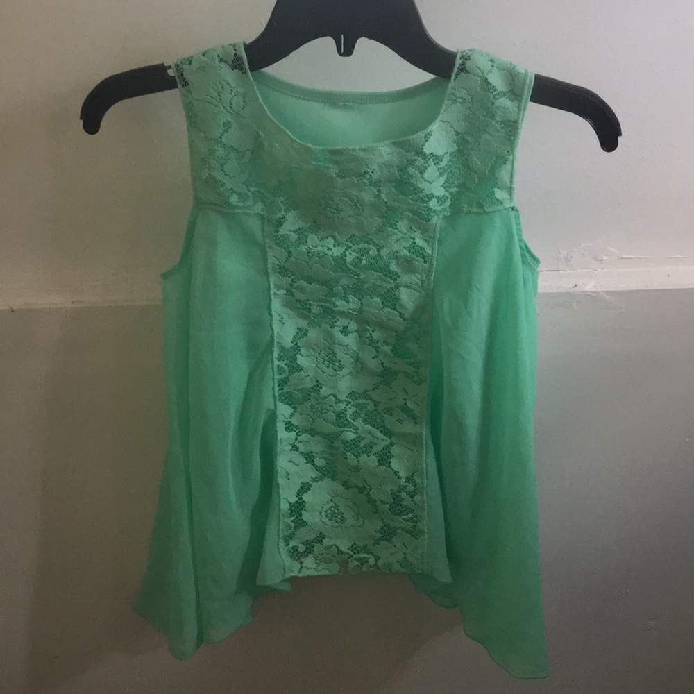 Two piece mint green flowy tank top